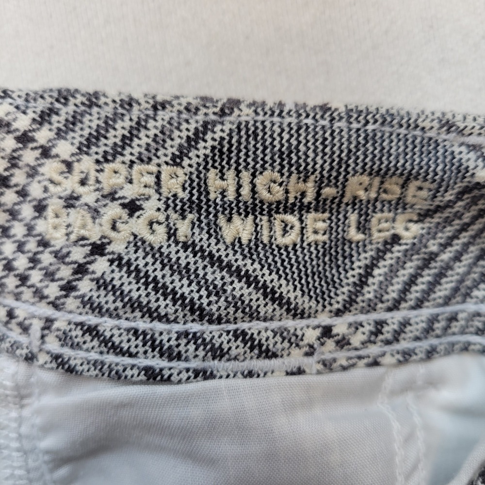 American Eagle Wide Leg Pants Womens 4 Gray Plaid Super High Rise Baggy Trousers - Picture 6 of 12